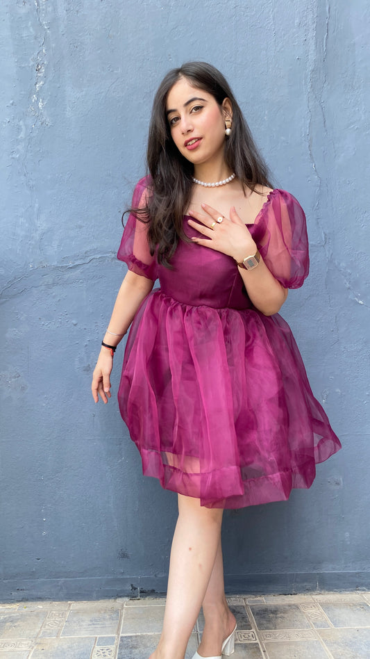 Wine Dreamgirl Organza Dress