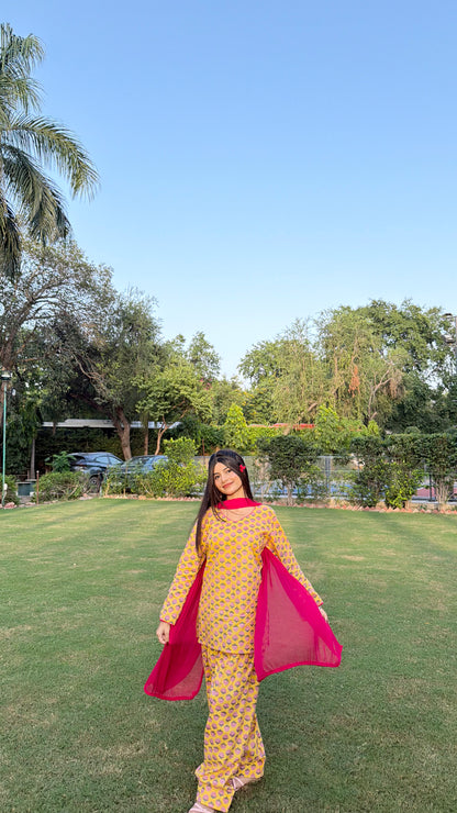 Marigold cotton farshi set