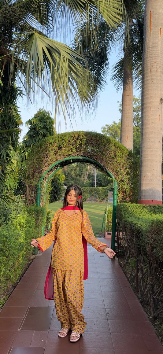 Marigold cotton farshi set
