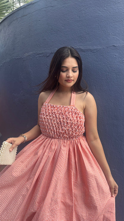 Smocked Gingham Dress