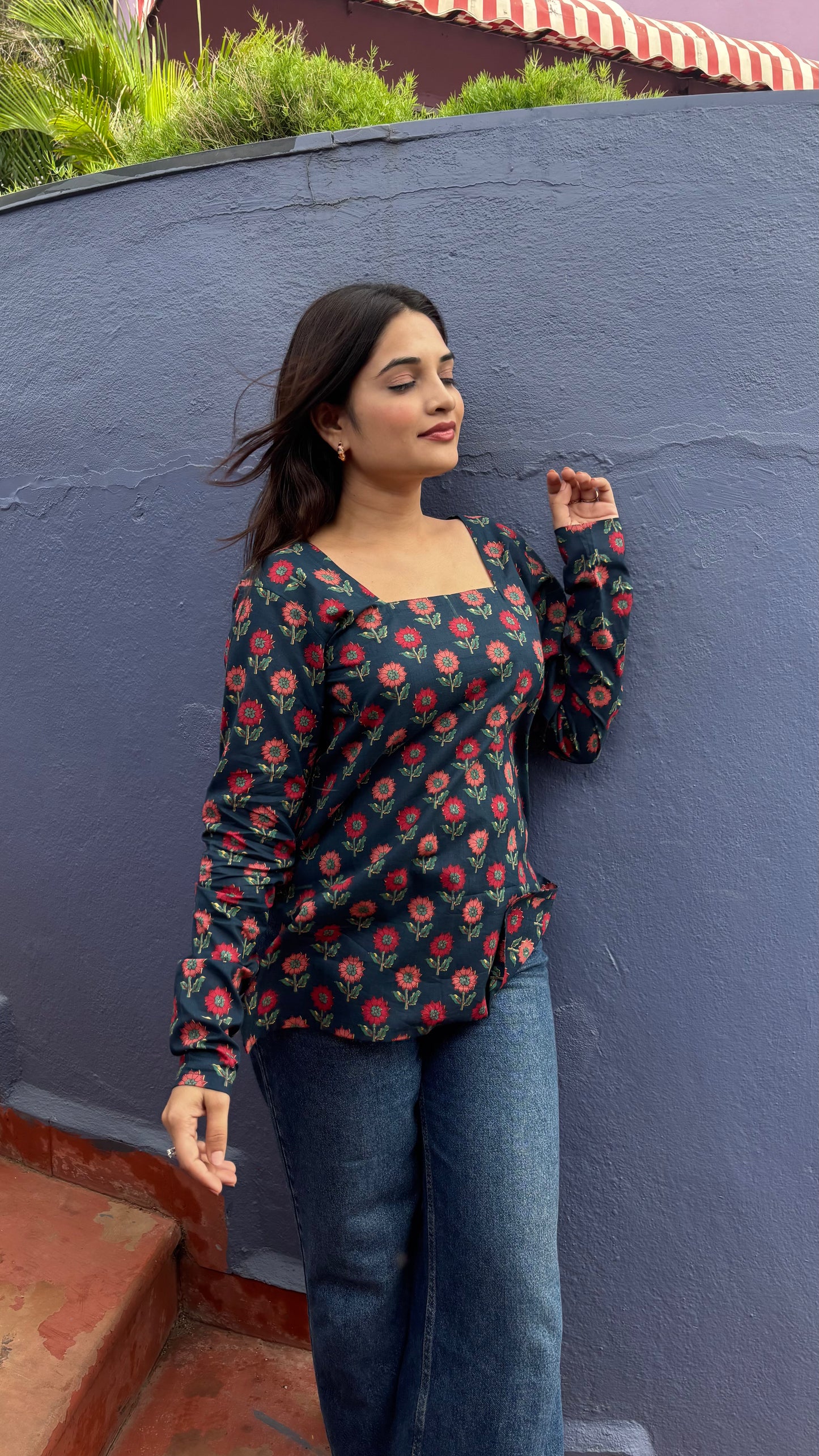 Blue Block Print Kurti