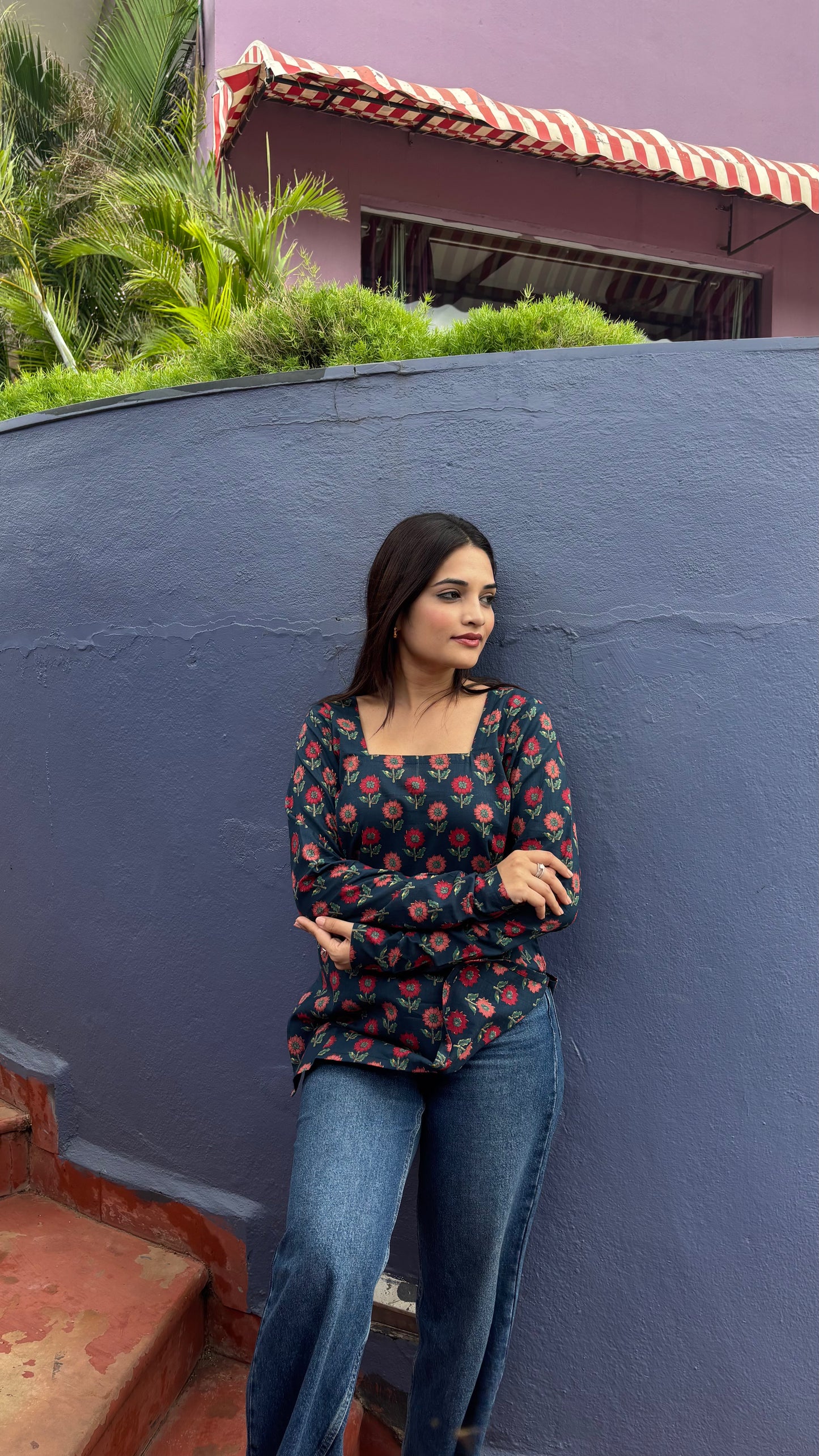 Blue Block Print Kurti