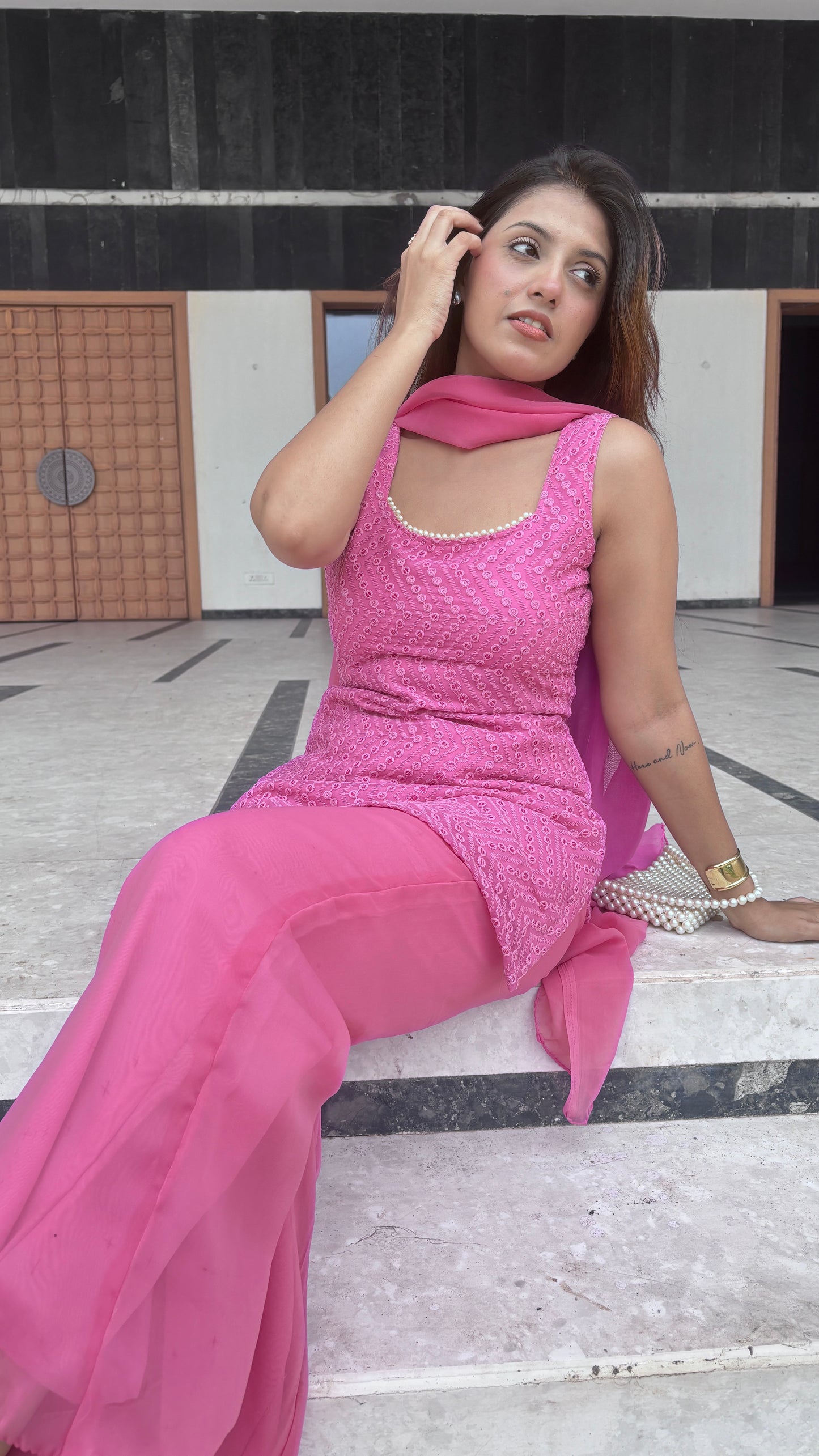 Pink Chikankari Set