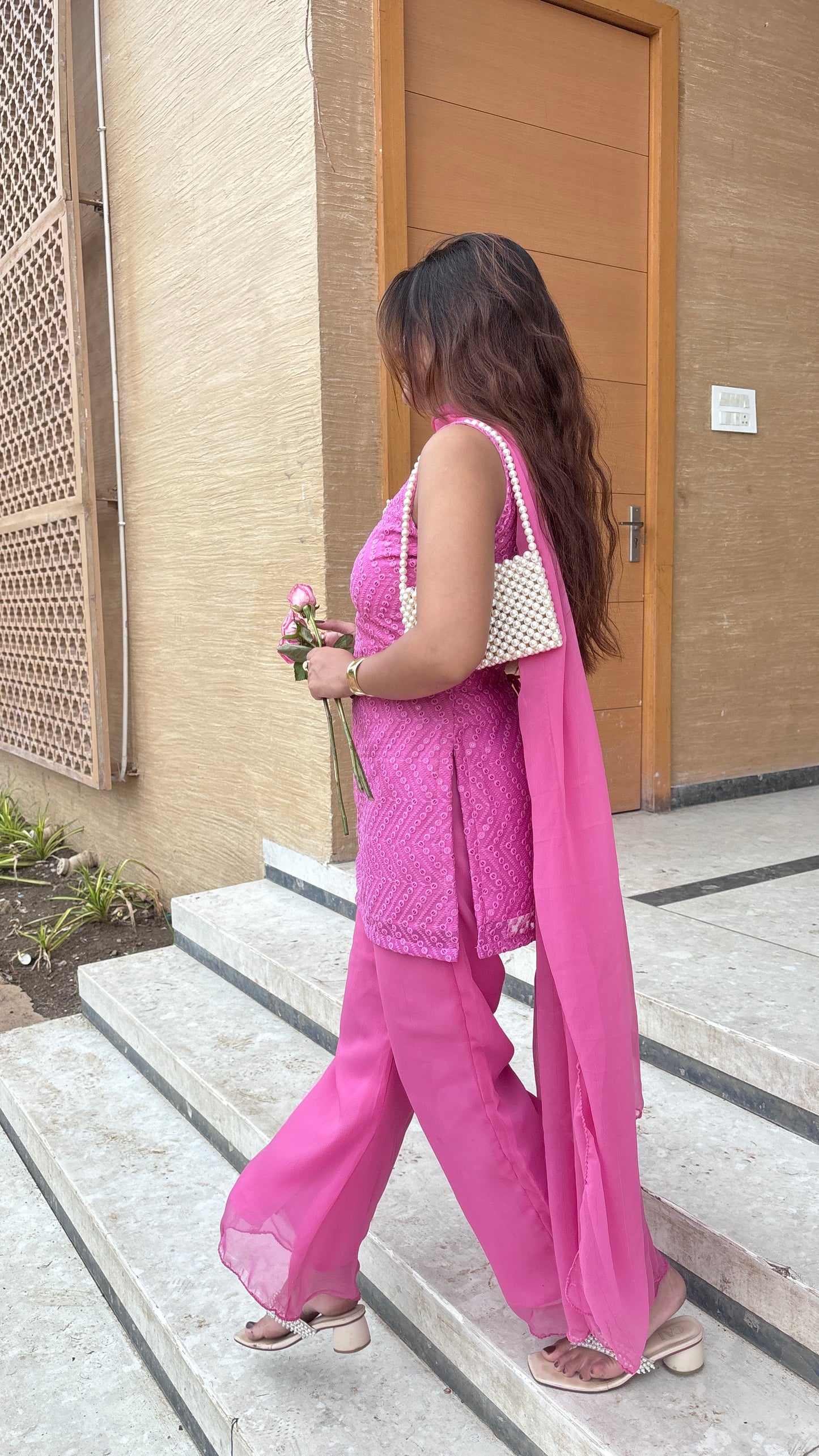Pink Chikankari Set