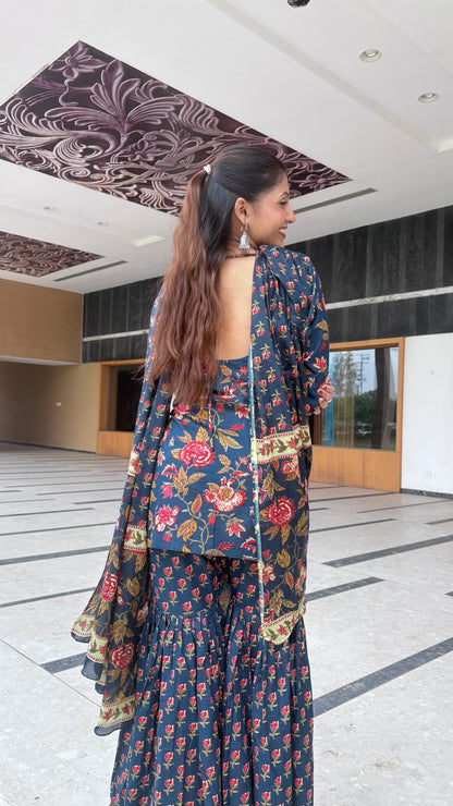 Blue Sharara Set