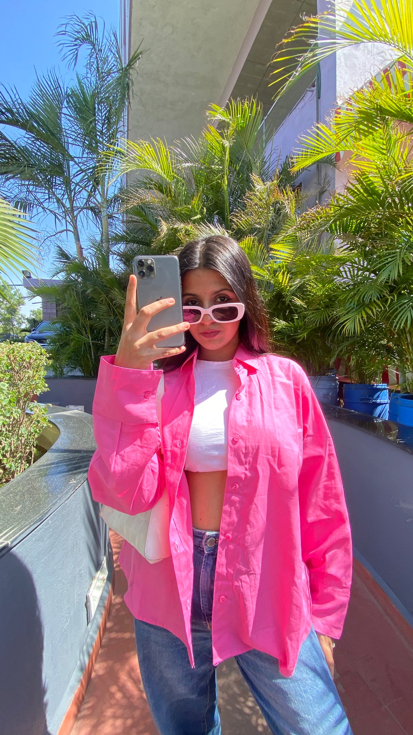 Pink Oversized Basic Shirt