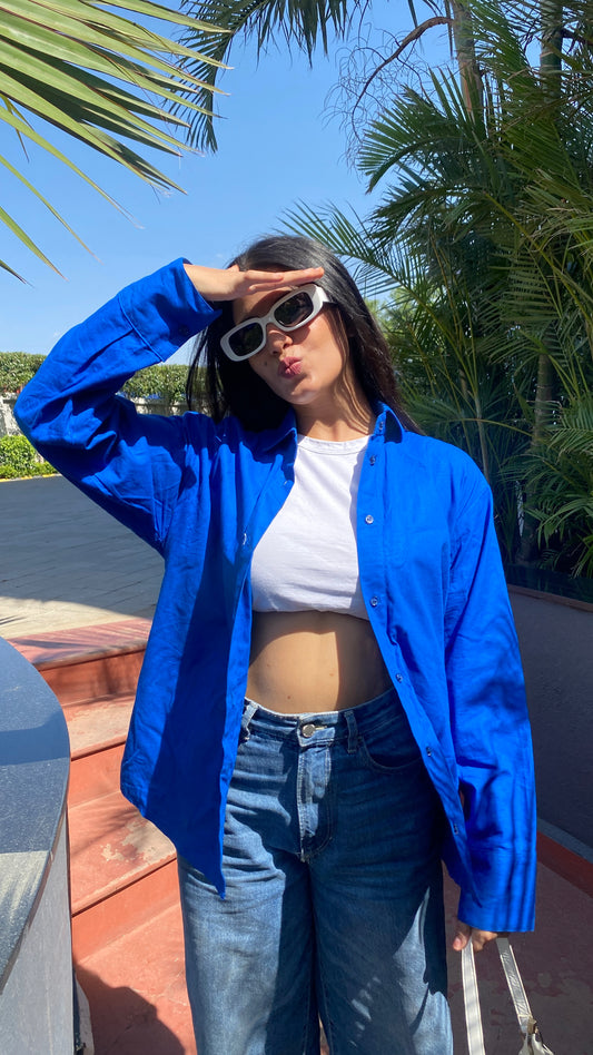 Blue Oversized Basic Shirt