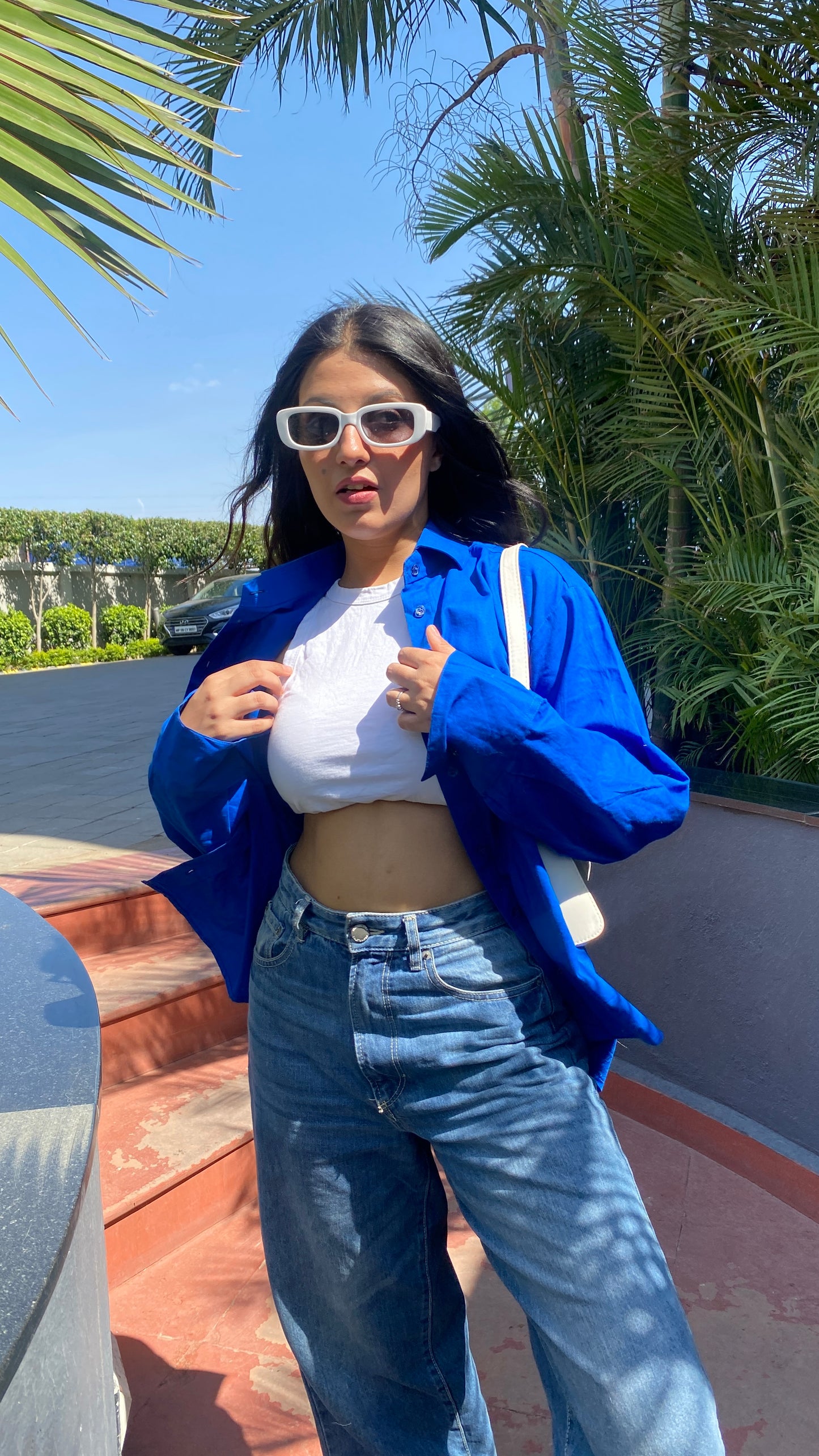 Blue Oversized Basic Shirt