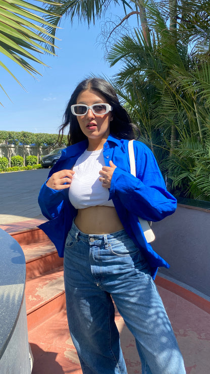 Blue Oversized Basic Shirt