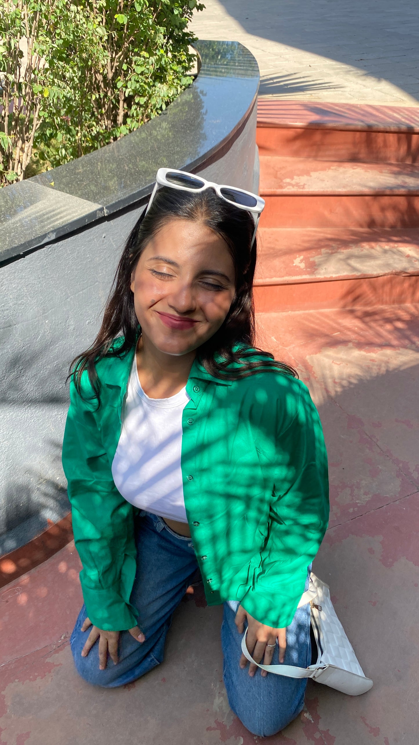 Green Oversized Basic Shirt