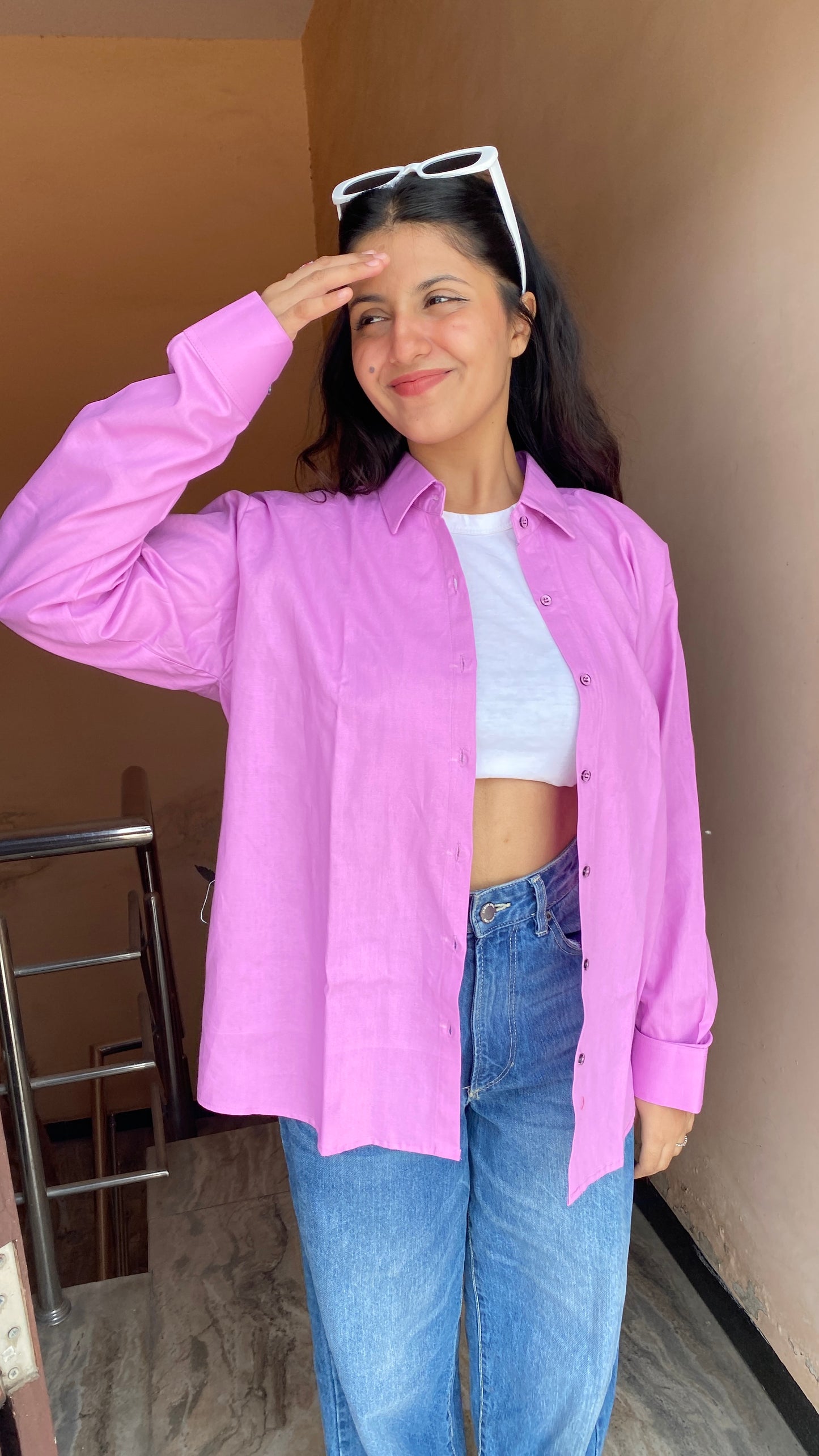 Lilac Oversized Basic Shirt