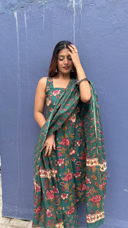 Green Floral Kurta Set with Dupatta