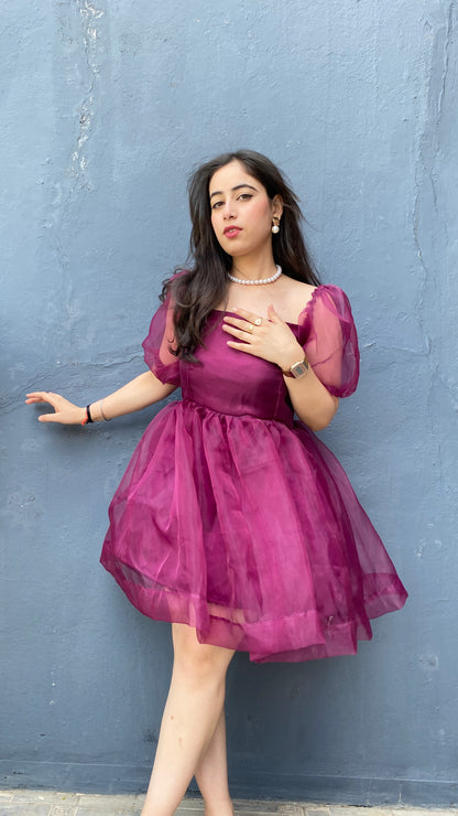 Wine Dreamgirl Organza Dress