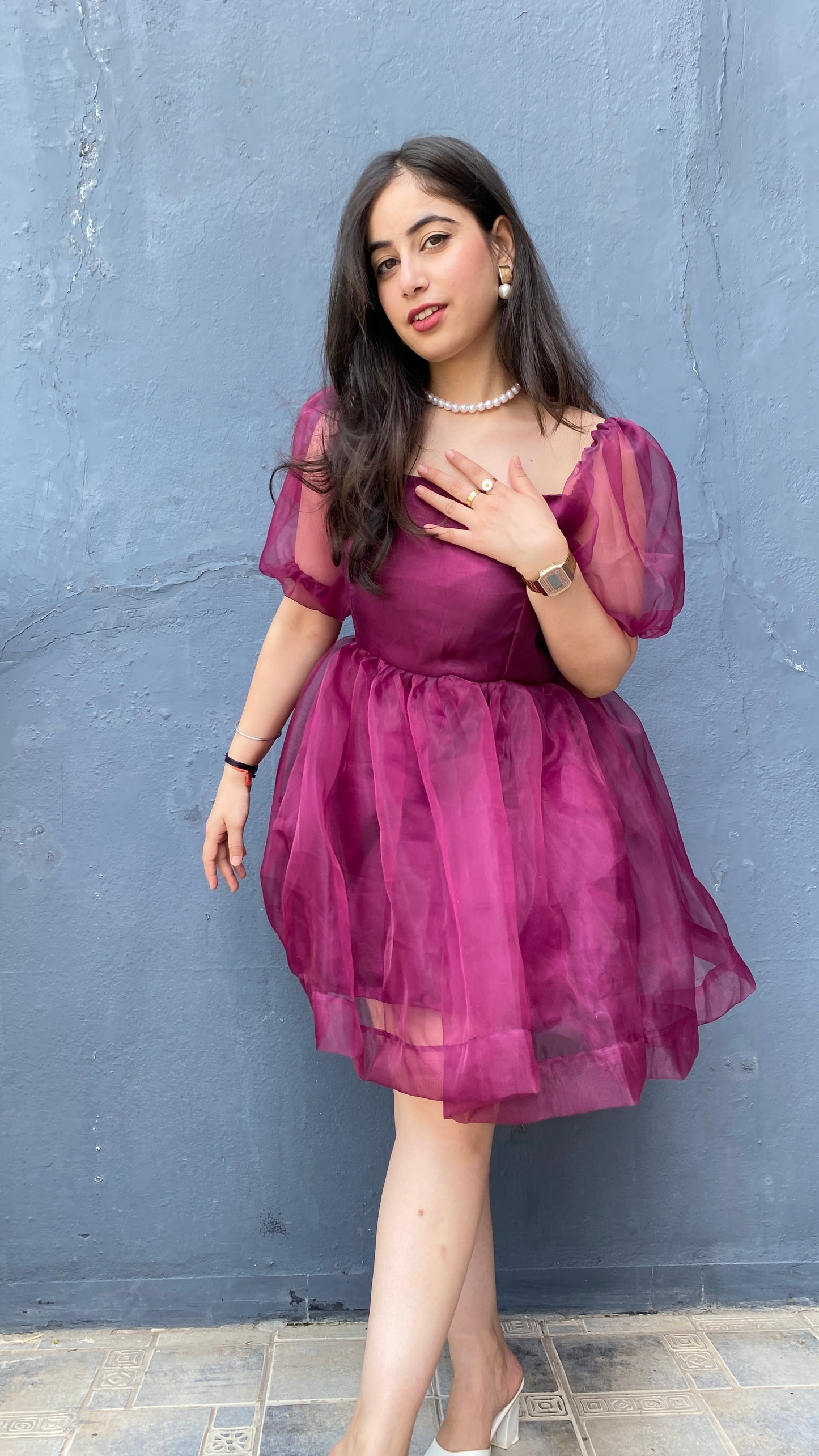 Wine Dreamgirl Organza Dress