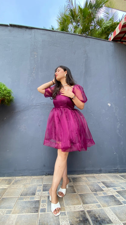 Wine Dreamgirl Organza Dress