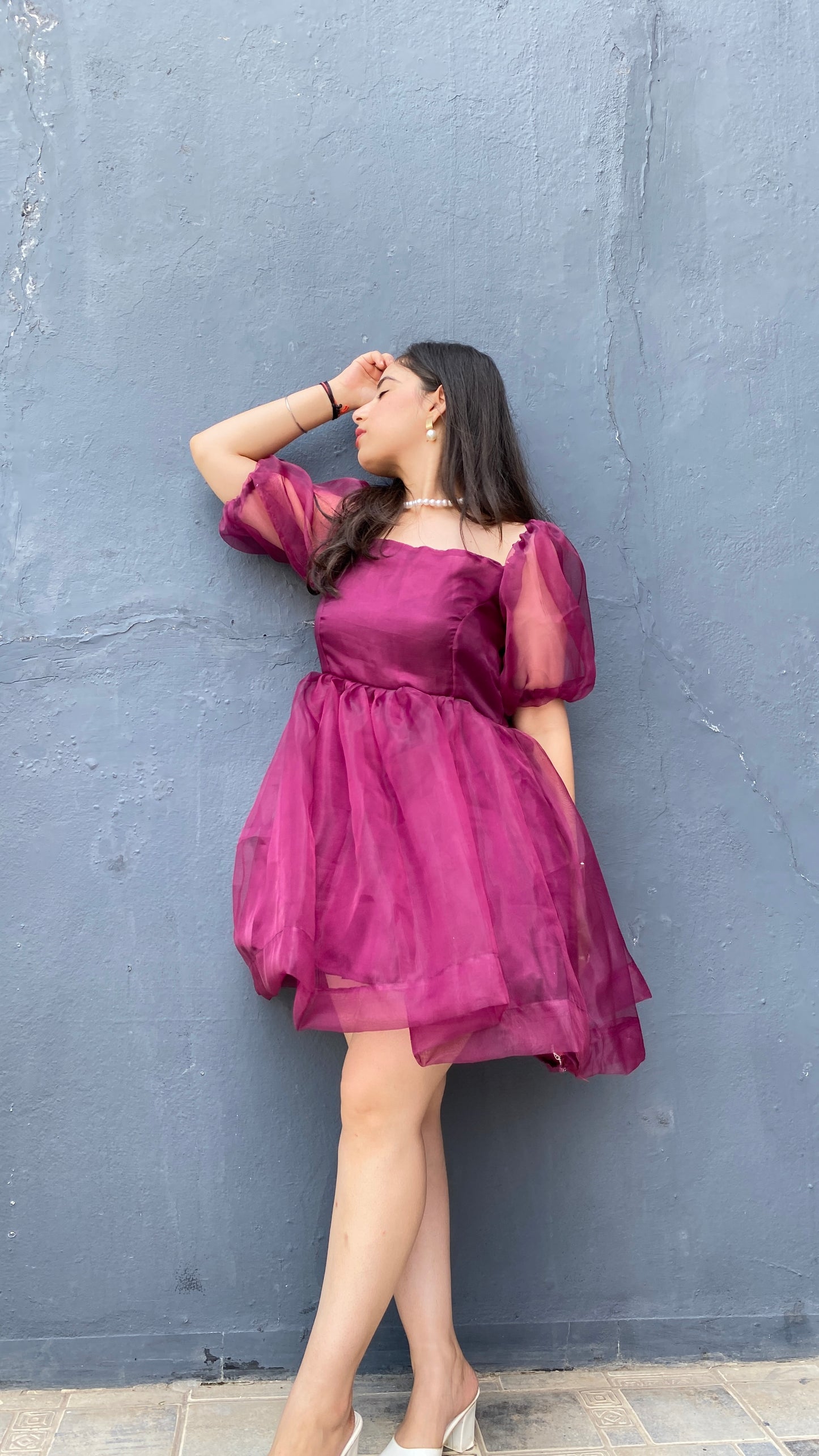 Wine Dreamgirl Organza Dress