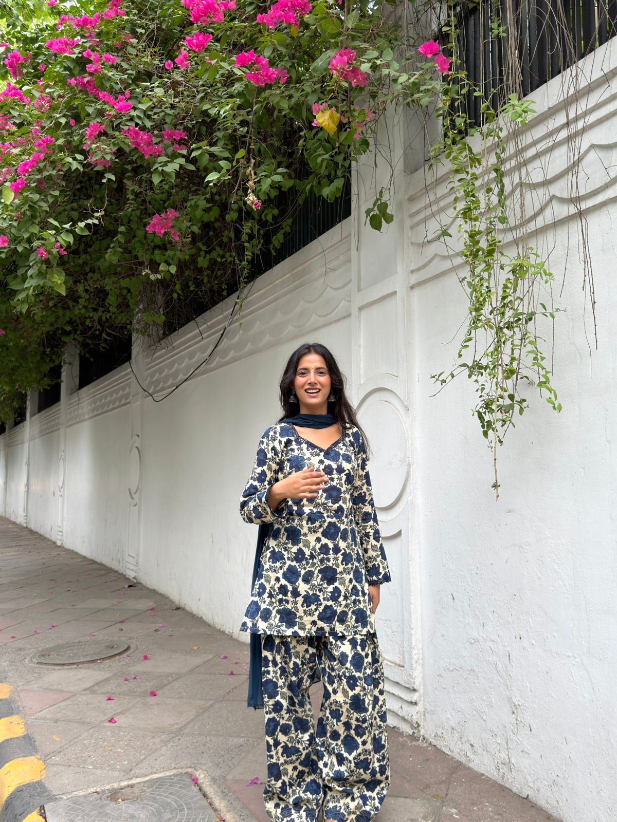 Saavan blue cotton farshi set.