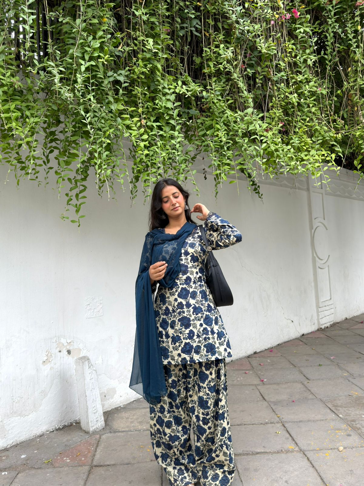 Saavan blue cotton farshi set.